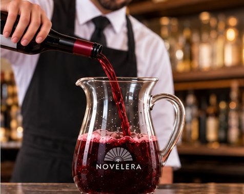 Añadiendo 750 ml de vino a la jarra
